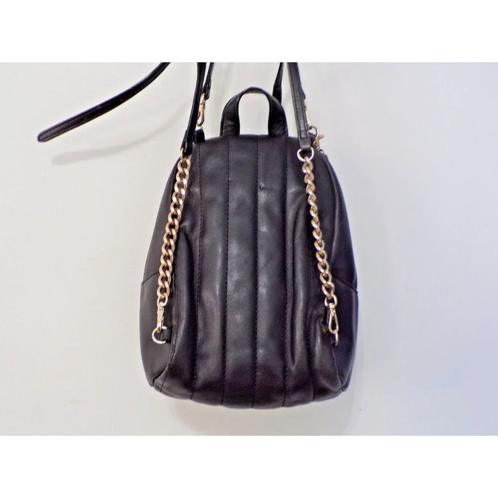 Victoria Secret Mini Backpack Black Quilted w/Adjustable Straps Gold Tone Accent